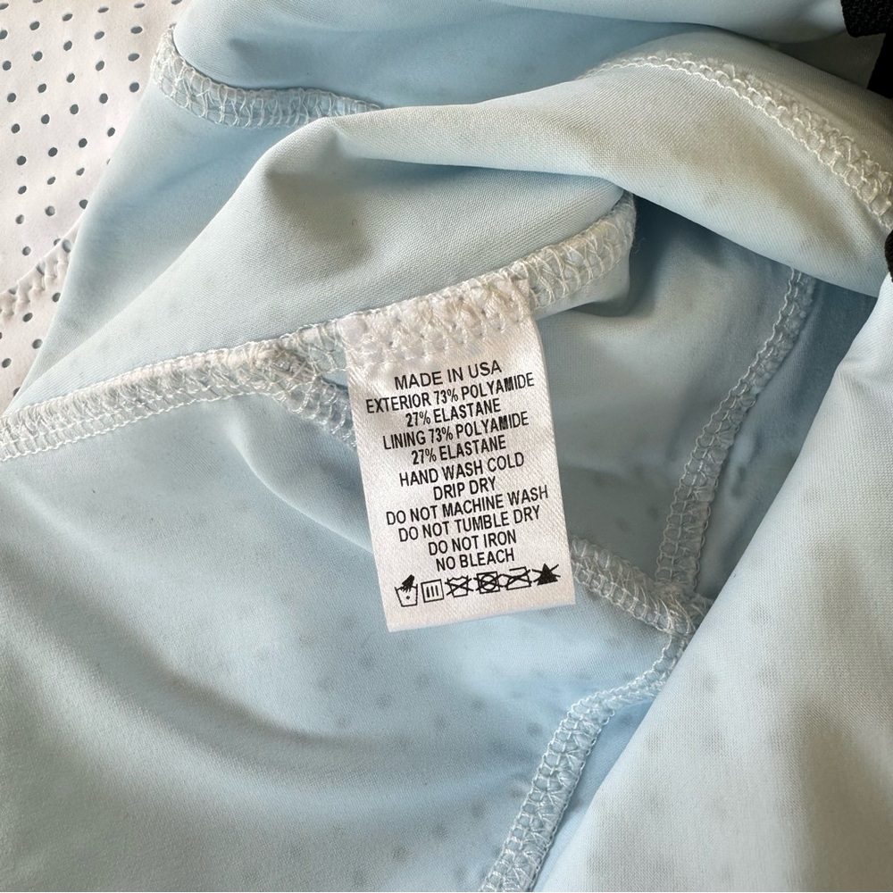 Lisa Marie Fernandez Farrah Maillot Perforated One Piece Blue White Sz 2 US 4-6 - Picture 9 of 15